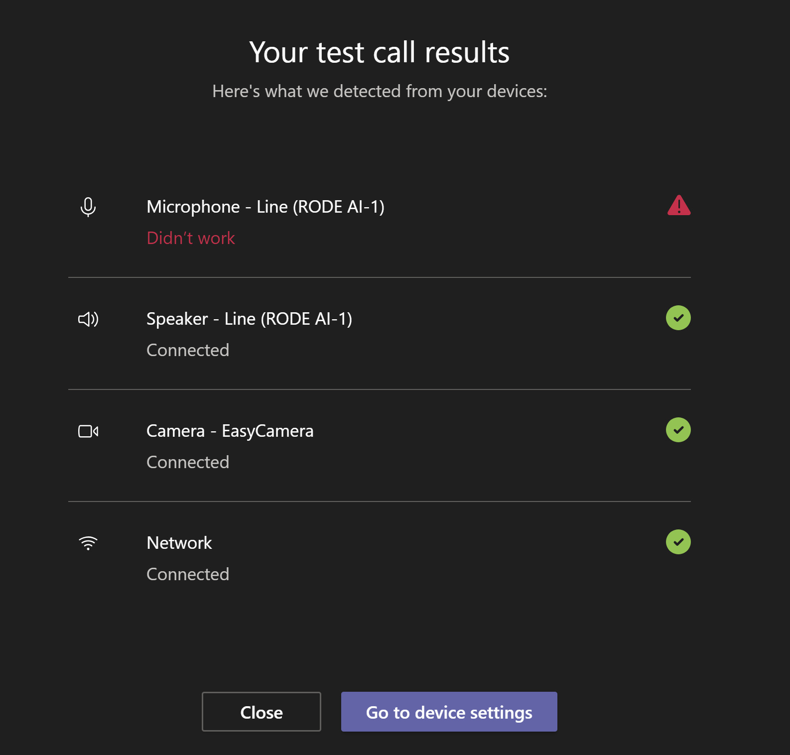 Microsoft Teams does not work with Rode AI-1 Mic 12ae9666-917f-42b7-942a-984602e230cc?upload=true.png