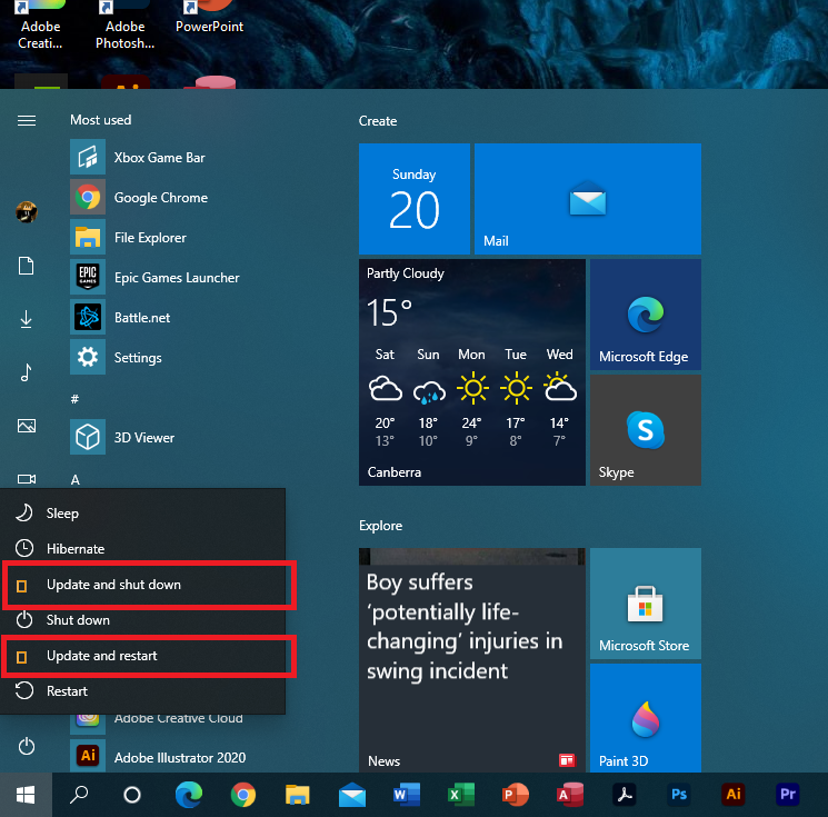 Start Menu update power icons missing show as rectangles 13021175-2eea-4c0e-a11c-95346cfce21f?upload=true.png