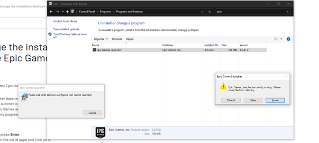 I need to delete epic games from my computer but it says it is currently running but it... 138u6qhmh6s61.png