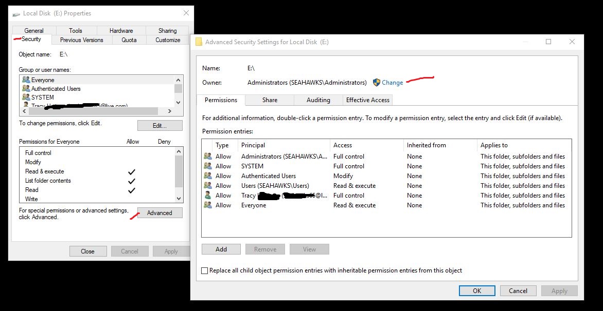 Ownership and permissions of my drives and my folders change without my knowledge and I am... 13c5c949-3940-4449-aafe-a1f96152760e?upload=true.jpg