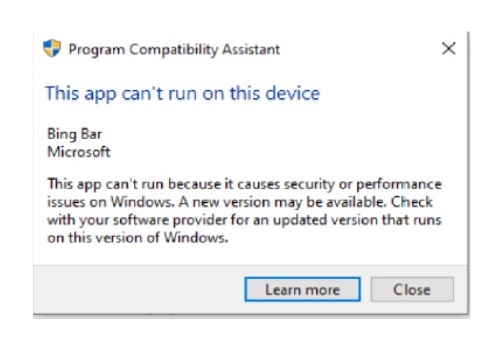 Program Compatibility Assistant - This app can’t run on this device. - Bing Bar – Microsoft. 13f0244a-e1c8-4fc4-8f54-0ec527f068a3?upload=true.jpg