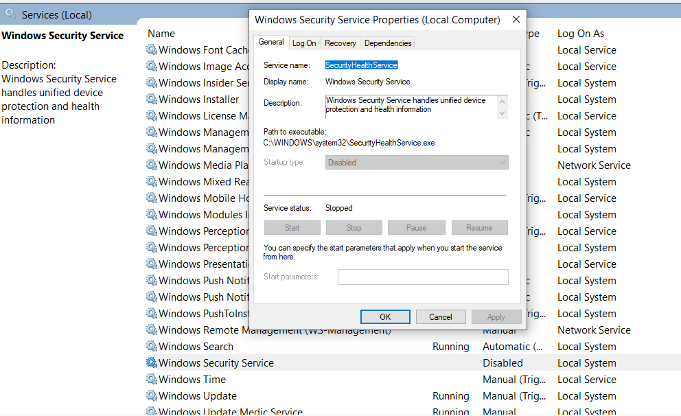 I can't start "windows security service" 1429047e-5035-48a1-a605-fa836c03b7dd?upload=true.png