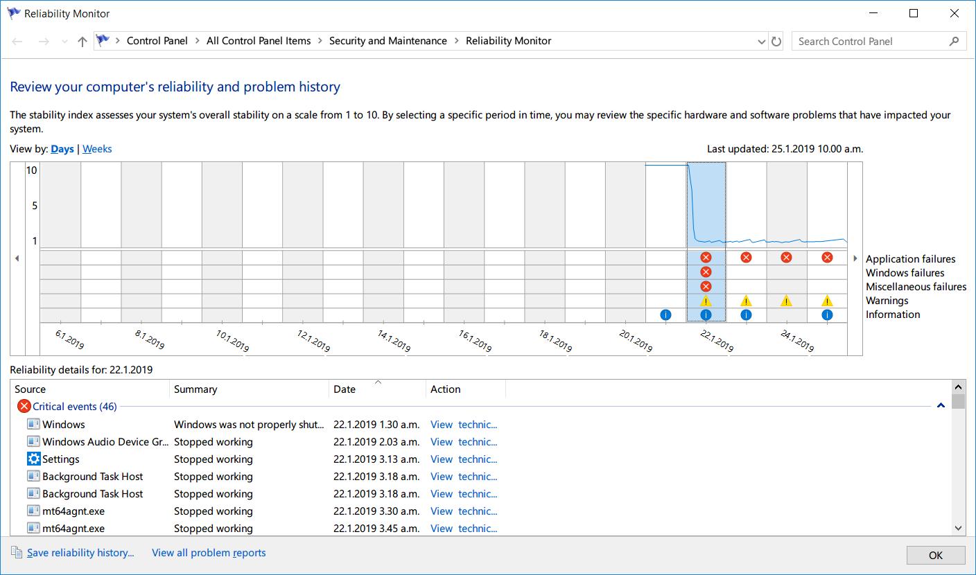 Reliability index dropped to 1 on new PC 14640355-b504-4a51-99ae-f75449eb61ec?upload=true.png