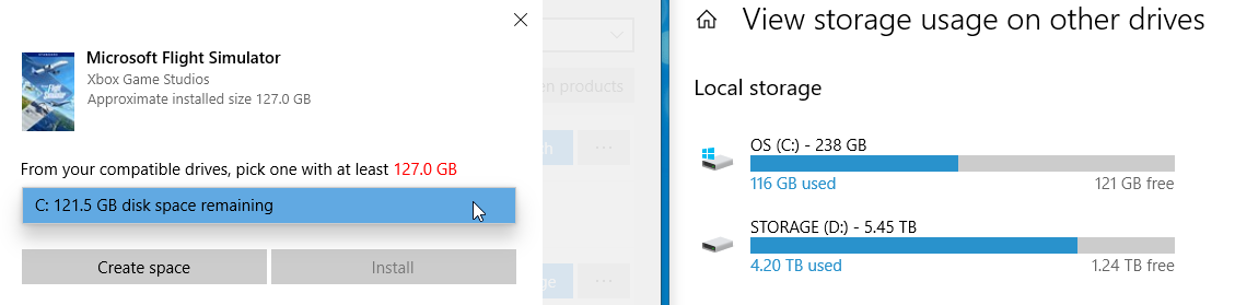 Microsoft Flight Simulator stuck at 2.91 GiB in Installation Manager on D drive 14922cc7-9078-4f83-b02b-6da082a66535?upload=true.png