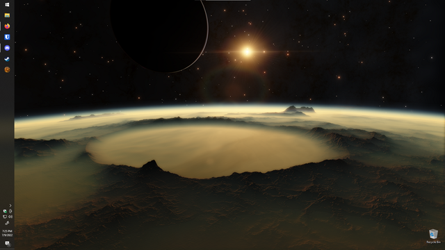 I think the different taskbar options are underappreciated. Here's my desktop with a left... 14tdxn2zina91.png