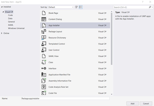 New Visual Studio 2019 version 16.2 Preview 2 released 16.1p2-AppInstallerTemplates.jpg
