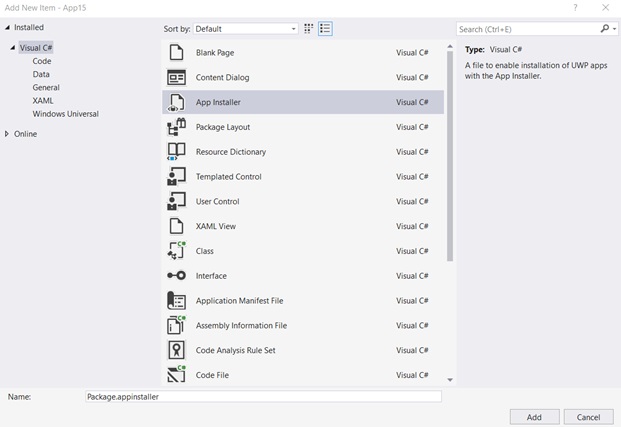 New Visual Studio 2019 version 16.2 Preview 2 released 16.1p2-AppInstallerTemplates.jpg