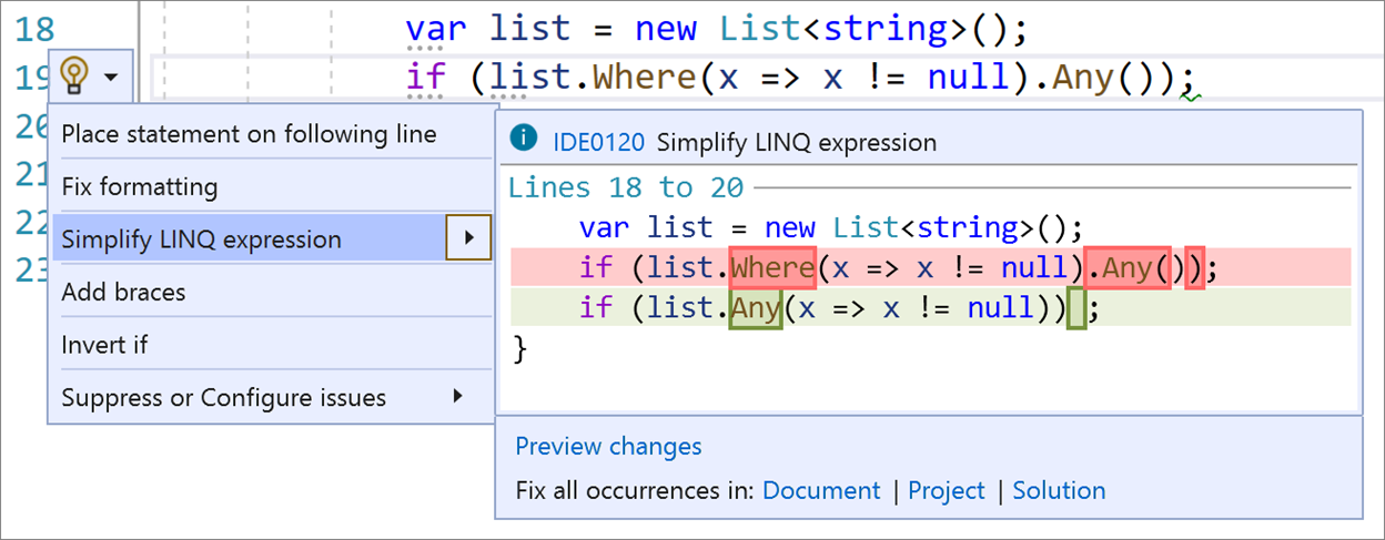 Visual Studio 2019 v16.9 and v16.10 Preview 1 now available 1610P1QuickActions.png
