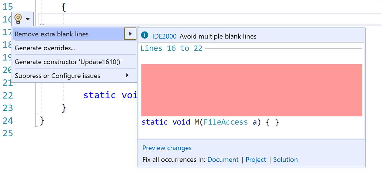Visual Studio 2019 v16.9 and v16.10 Preview 1 now available 1610P1RemBlankLines.png