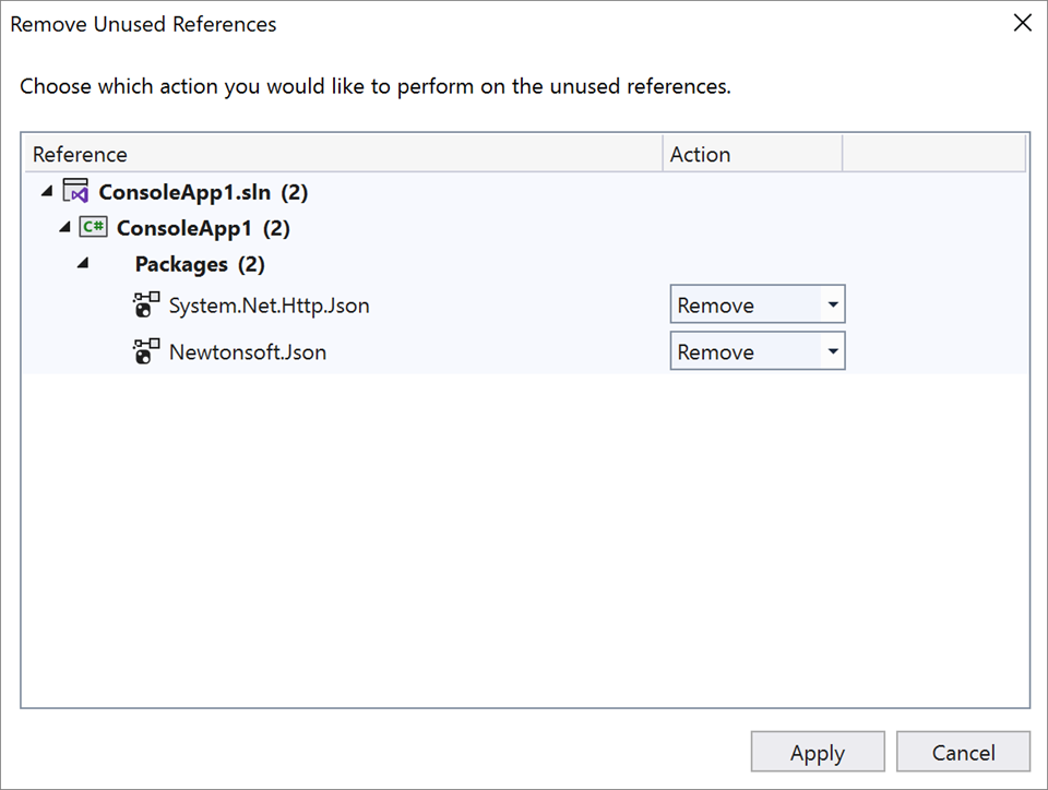 Visual Studio 2019 v16.9 and v16.10 Preview 1 now available 1610P1RemoveReferences.png