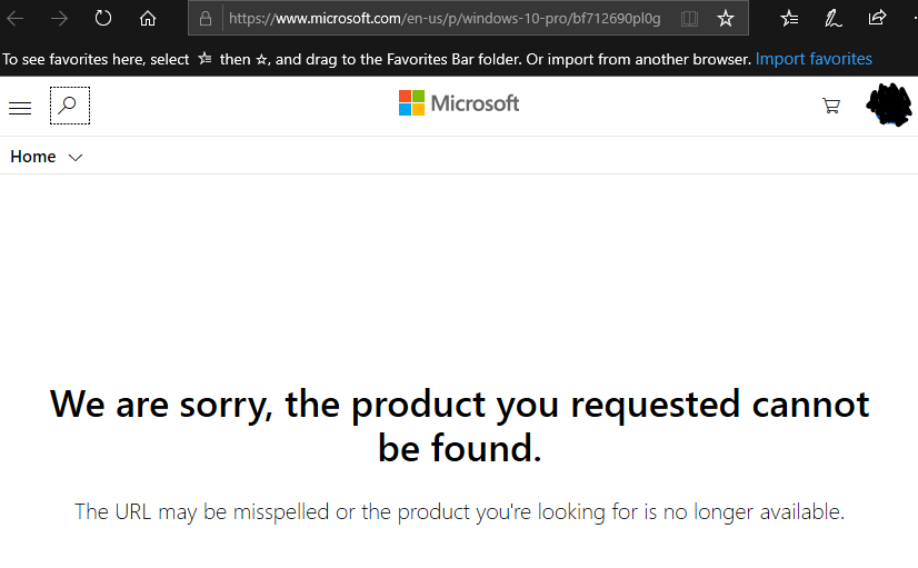 Windows 10 Pro purchased product is no longer listed in Microsoft Store Purchase made on... 166051be-d8db-4f9b-9d78-12d6a88bd9f9?upload=true.png