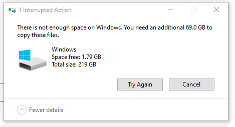 1 Interrupted Action: There is not enough space on Windows 166642cd-0a3b-4ef6-81fb-232ae9dd8e02?upload=true.png