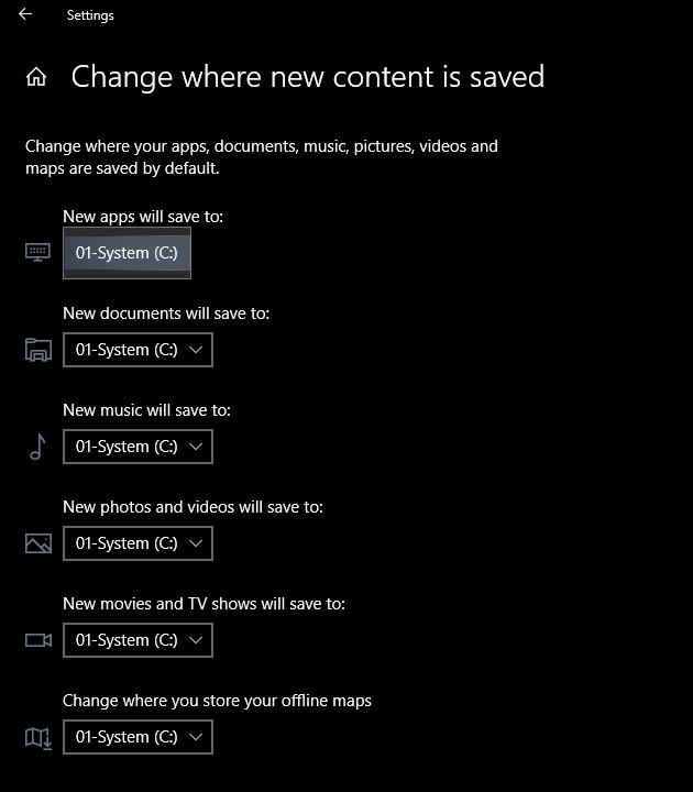 Additional drives do not appear (Storage > Change where new content is saved) 166937ea-ad67-48ce-b26b-8cf6bf185284?upload=true.jpg