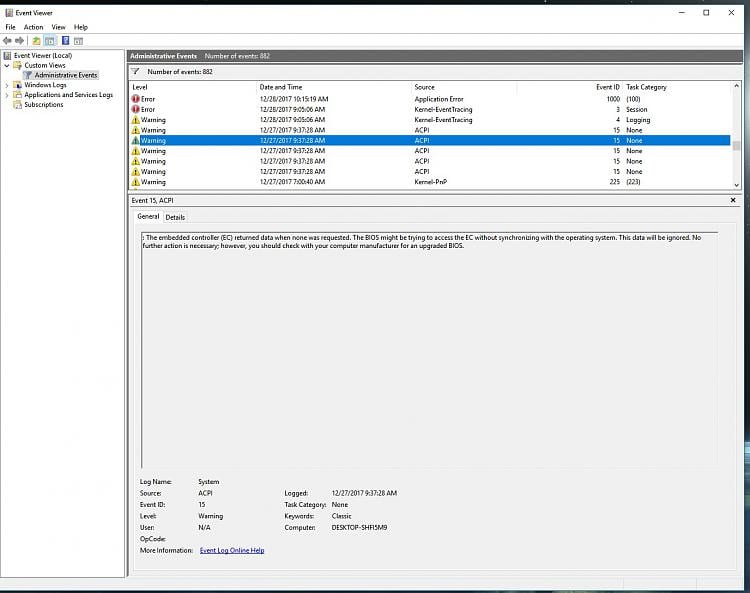Event Viewer, System Log. Event ID 125. What's It Mean? 171136d1515243800t-help-get-event-id-15-acpi-stop-logging-event-viewer-event-15-acpi-1.jpg