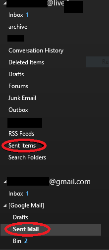 Why can't I print a mailing label sent to me in Microsoft outlook mail and calendar email?? 172630d1516016639t-outlook-2016-doesnt-show-sent-mail-sent-mail-folder-capture.png