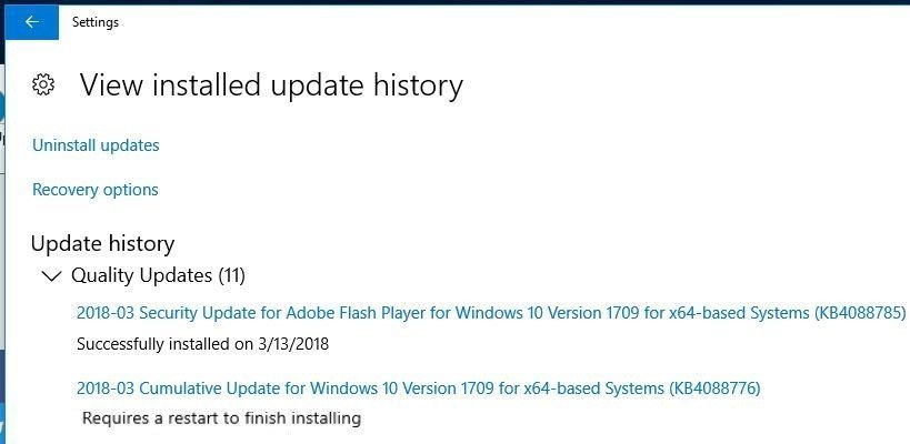 KB4340917 Requires a restart to finish installing; and restart(s) fail to complete over and over 1753cf89-cf34-47cf-9cc5-a55f30b8d2b3?upload=true.jpg