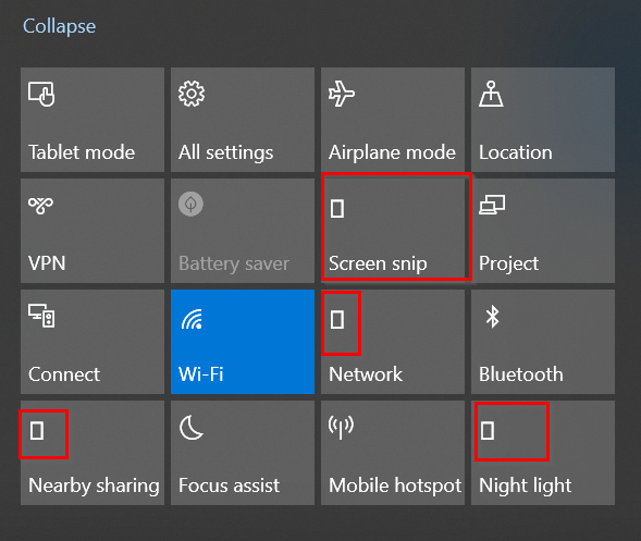 How to fix icons in windows quick actions and settings in Windows 10 that change like square? 177b3449-cff7-4671-9791-705629a2e68c?upload=true.png