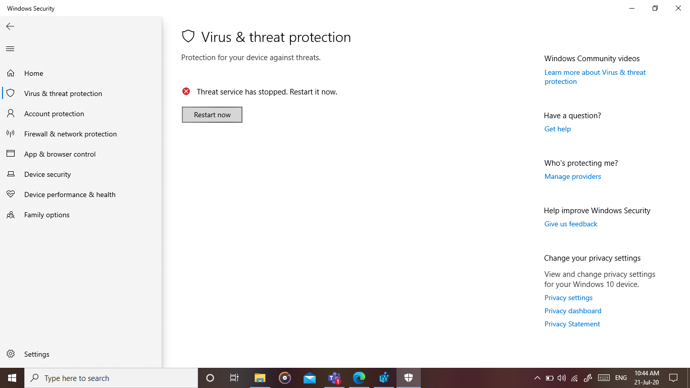Cannot turn on Windows Defender... Please tell what to do. I am very afraid. 17d4a401-aa0e-4205-9392-079012f55bdb?upload=true.png