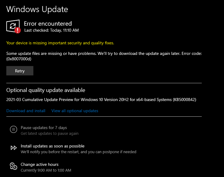 Cannot uninstall KB5000802, Windows says it's not installed yet it is. 17e8d39f-062c-4ea1-b3b2-f6caa6c44b63?upload=true.png