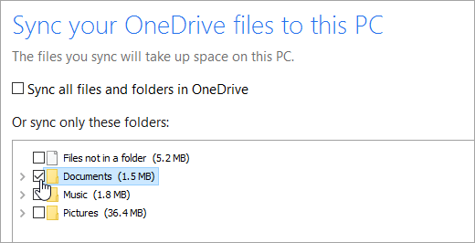 Selecting folders to sync with Onedrive on a new computer 1813fba1-82aa-479a-b8a7-d5b16a6d2af6.png