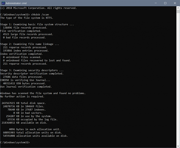 Performed sfc /SCANNOW after applications not opening and taking a long time, and it has... 186984d1525243100t-sfc-scannow-taking-forever-chkdsk.png