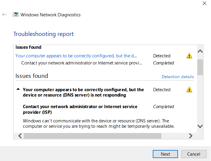 Your computer appears to be correctly configured, but the device or resource DNS server is... 187a54c5-64c6-4b88-b181-b8f8143b0a97?upload=true.png