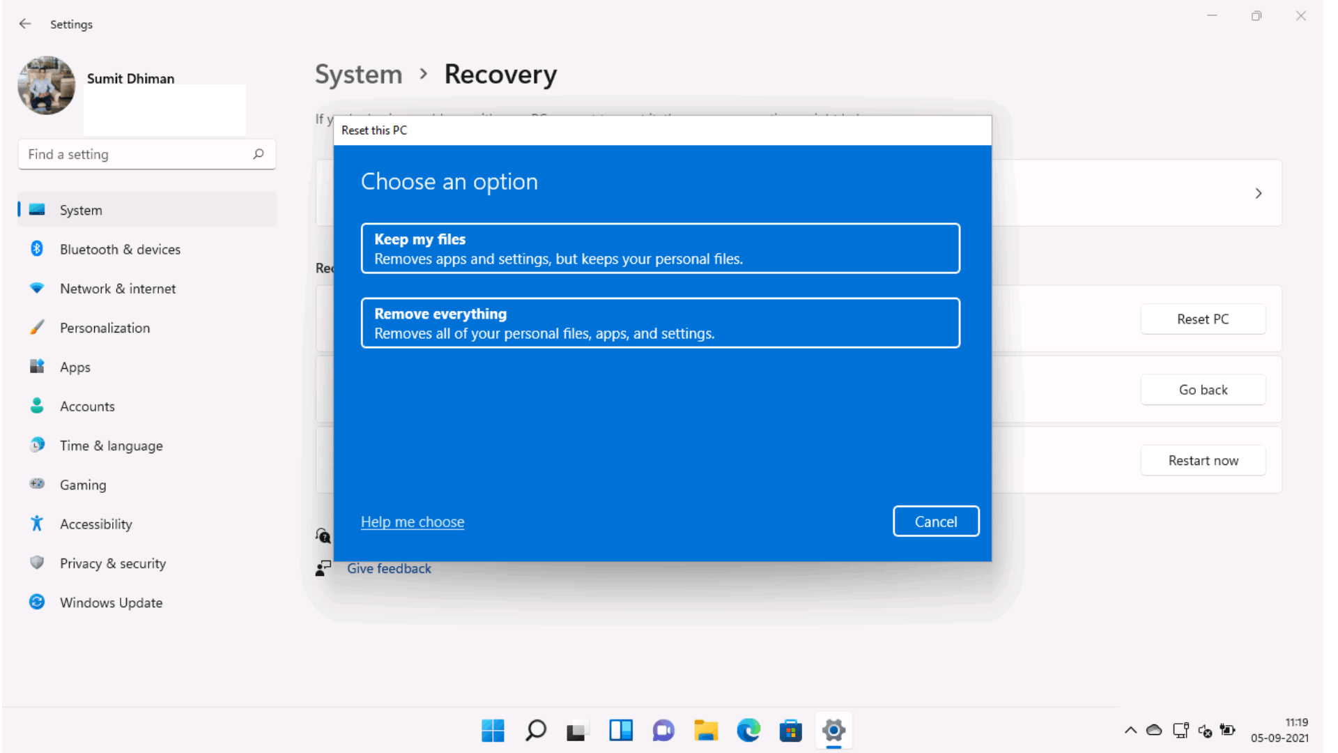Can I get back my window 11 if I reset my PC 1938b7c8-5eb4-46bd-b227-c3118020e2a3?upload=true.png