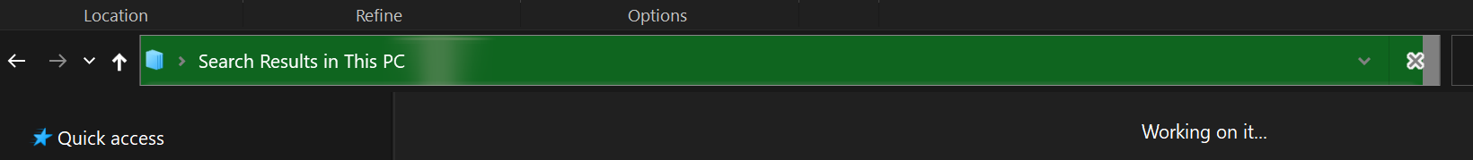 When I search for a document in File Explorer it either finds it immediately or hangs... 196b812a-73bf-42ee-97a5-9aa6780ff7b6?upload=true.png