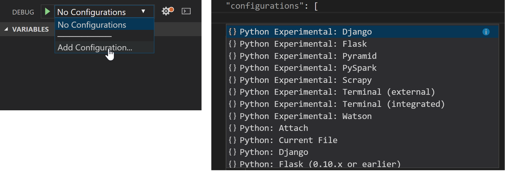 Python in Visual Studio Code - January 2019 Release 1_ExperimentalDebugConfigs.png
