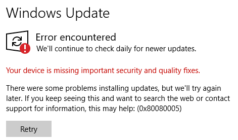 Tried solutions for Windows Update error code 0x80080005 but won't work 1aa0640c-4ac0-4a03-ac2c-ebf8c1cf3197?upload=true.png