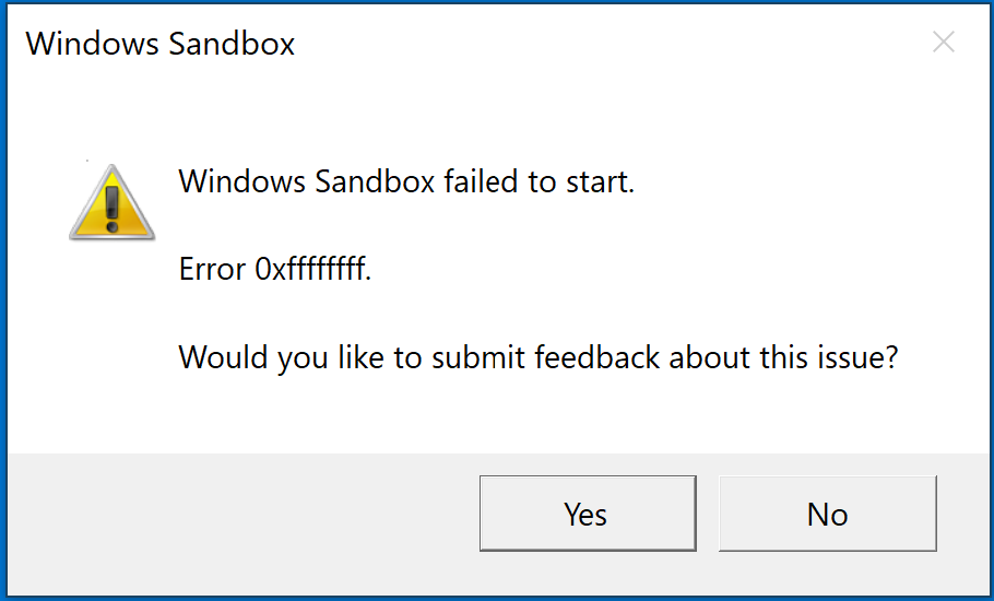 Windows Sandbox fails to start with error 0xc0350005 on Windows 10, version 1909 1b00d64f-cfb0-44ff-8258-63034e238b0f?upload=true.png
