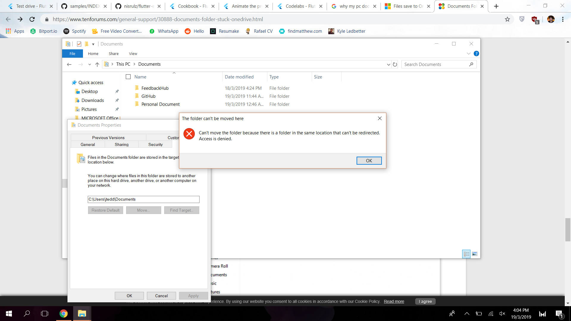 Documents folder stuck under OneDrive and shows error when moved to folder 'Users\(myname)' 1b7ef2f1-938e-49f9-bfbe-dea9fb6924f9?upload=true.png