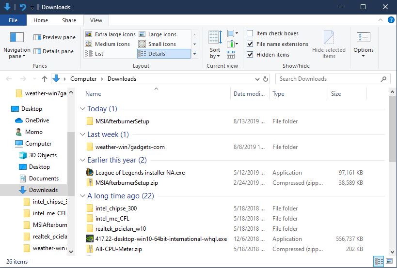 How do I remove time organizer on downloads folder? 1bbff998-fcf5-4df7-be42-69fdb44d6056?upload=true.jpg
