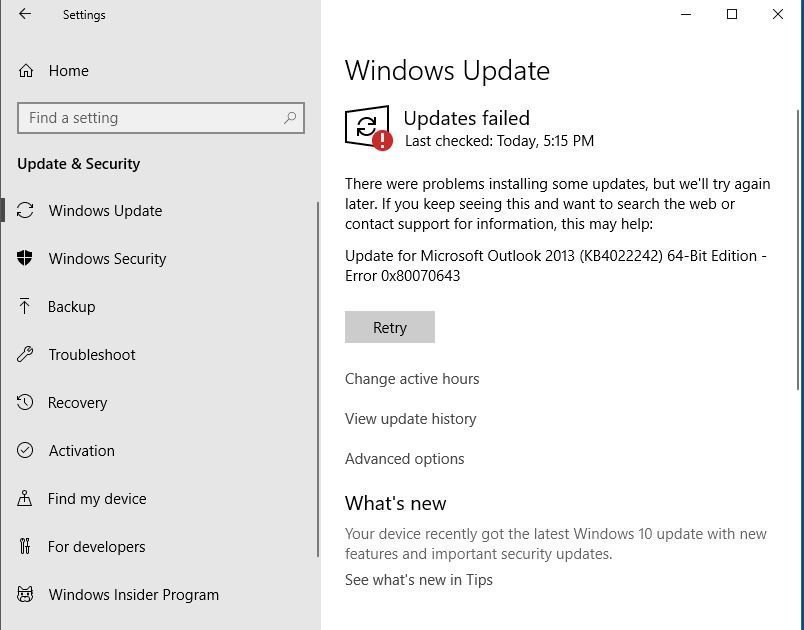 Update for Microsoft Outlook 2013 (KB4022242) 64-Bit Edition - Error 0x80070643 1bf169f8-0df7-4453-94c7-c3c49bfa1853?upload=true.jpg