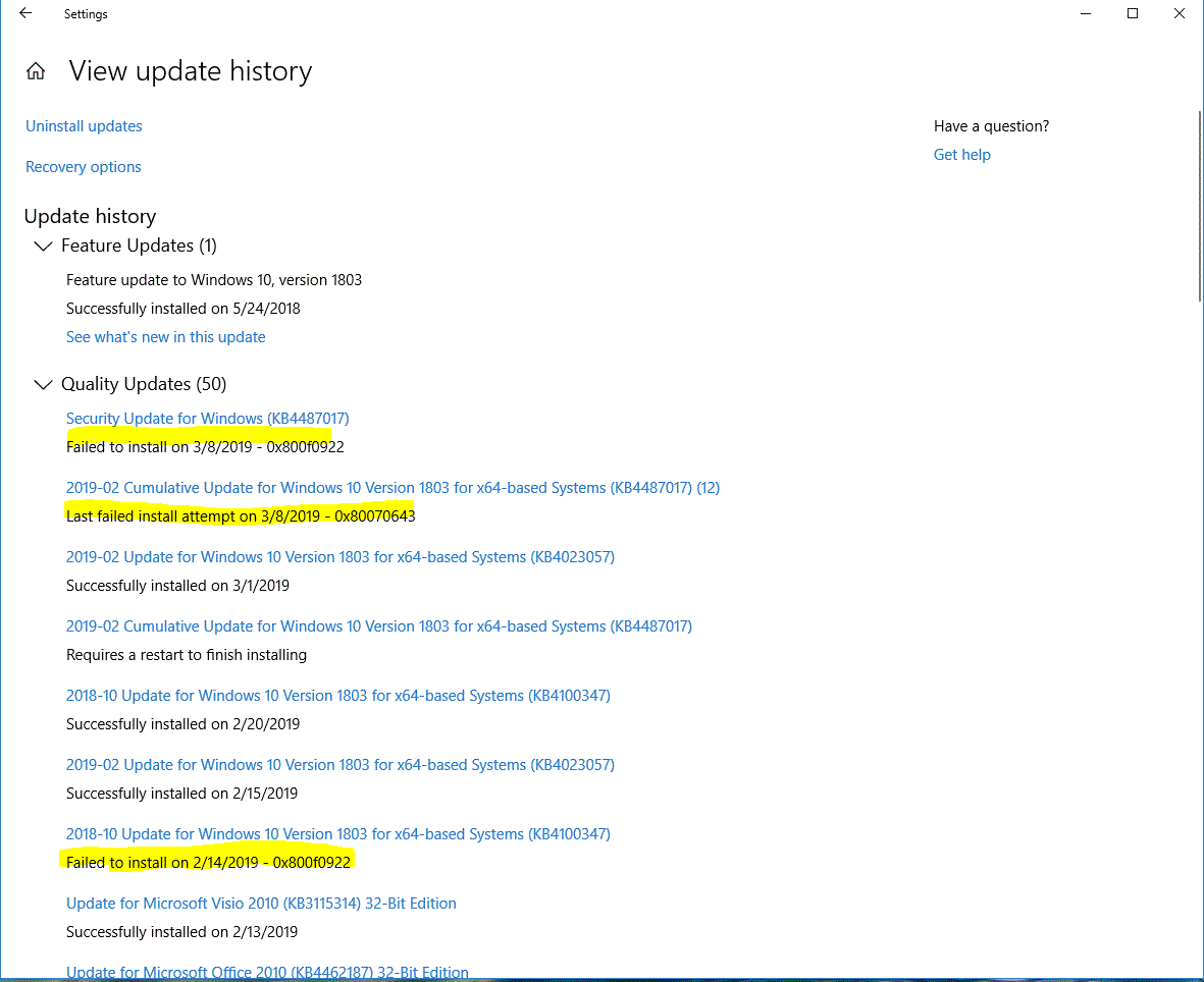 FAILED UPDATE : 2019-02 Cumulative Update for Windows 10 Version 1803 for x64-based Systems... 1dae51a5-a684-43bb-b1fa-1d6fb9ef64d1?upload=true.gif