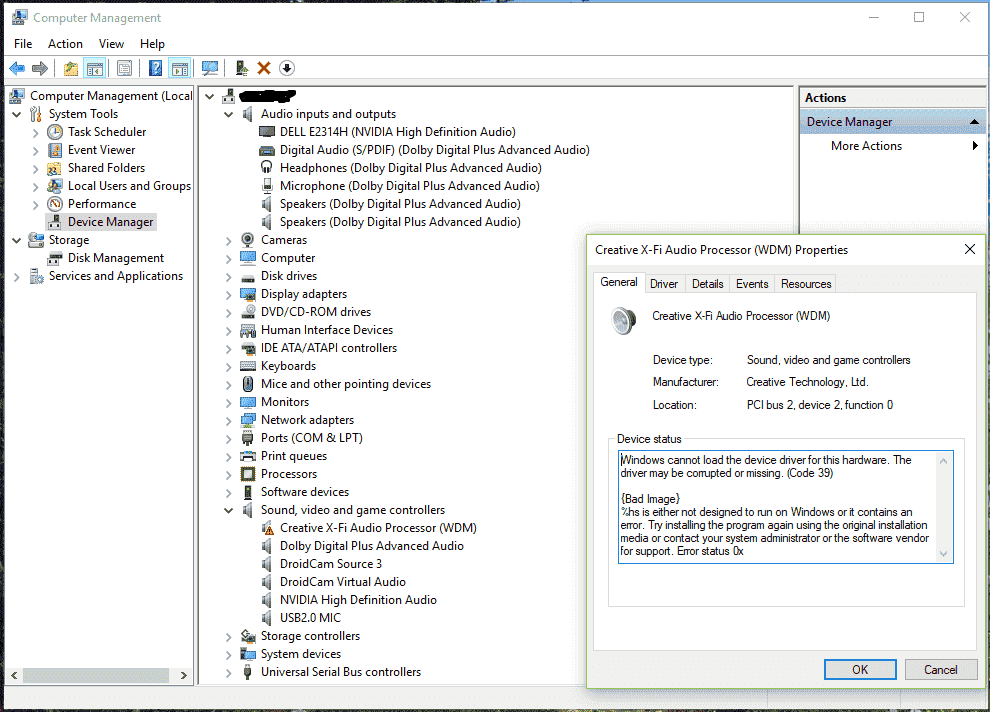 Creative Sound Card SB0460 still have yellow mark in device manager after installing driver. 1e9933e3-0de6-4581-8e2a-f563bd6d0495?upload=true.png
