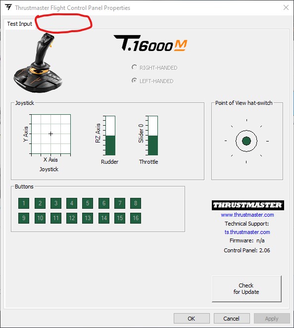 Joystick Control panel properties missing "Settings" tab for Joystick Calibration. 1eaaa5b8-4821-47f8-b34a-56a0f4af2a29?upload=true.jpg