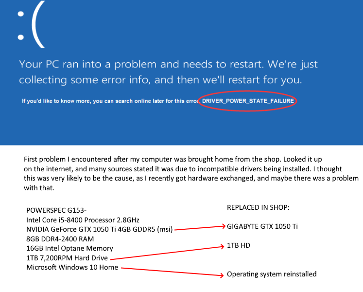 Crashing: driver power state failure, faulty RAM, driver errors? If anybody could help me... 1f2b64b5-525b-471c-99b5-9b6195cfc8ca?upload=true.png