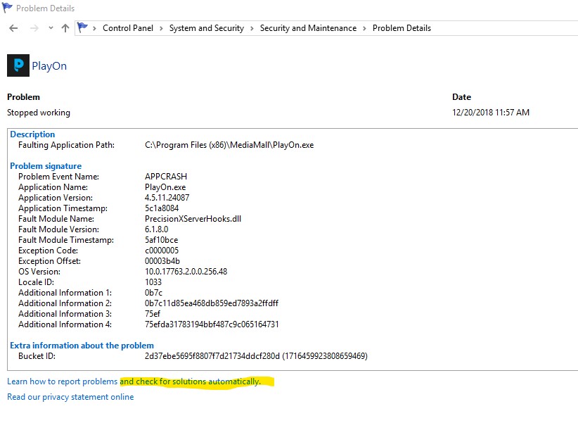 Windows 10, V1809, OS Build 17763.195 :  Problem details 1f73acf6-d516-4cbe-a8ec-d73ded2fce5c?upload=true.jpg