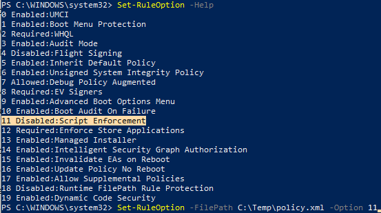 Allow WDAC application Control policy to allow Microsoft patches to run 2-Disabled-script-enforcement-Windows-Defender-Application-Guard.png