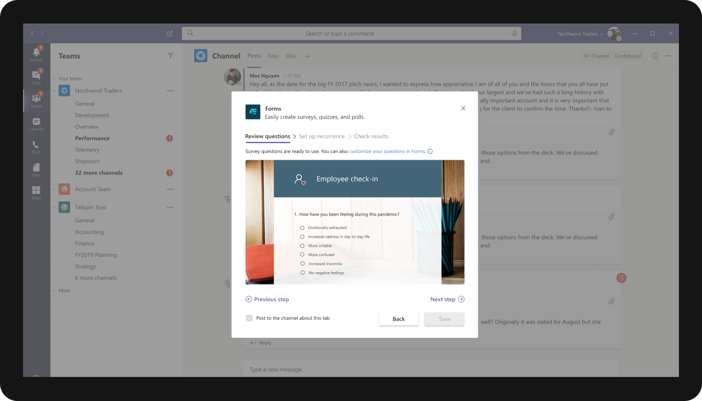 What is new in Microsoft 365 in June 2020 2-IMAGE_Teams_Recurrent-Surveys.png
