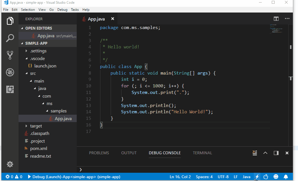 Windows Subsystem for Linux (WSL) and Visual Studio Code Remote 2018.03.19.Supporting-JUnit-5-in-Visual-Studio-Code.ConditionalBP.gif