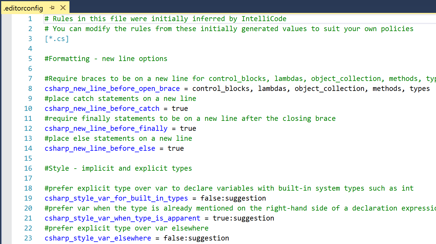 Announcing general availability of Visual Studio IntelliCode 2018.05.07.AnnouncingVisualStudioIntelliCode-Screenshot2AutoEditorConfig.png