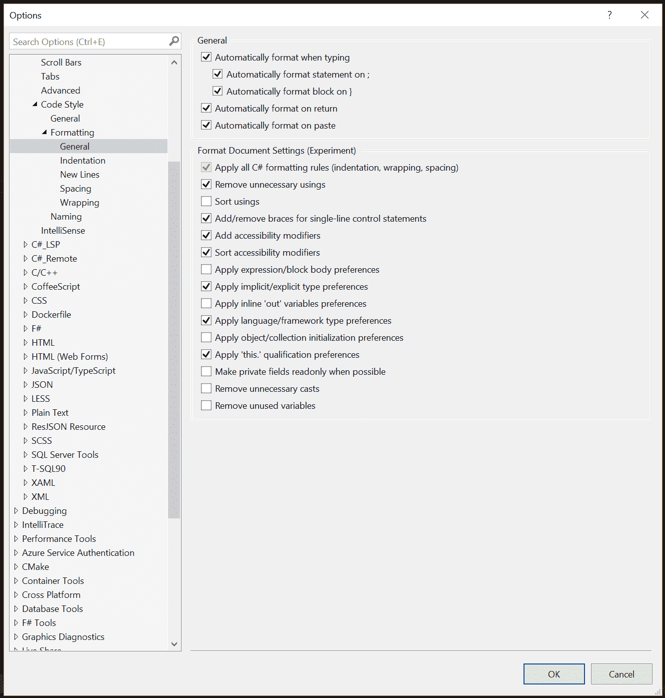 Visual Studio 2017 version 15.8 Preview 3 2018.06.25.15.8Prev3.CCodeCleanup.png