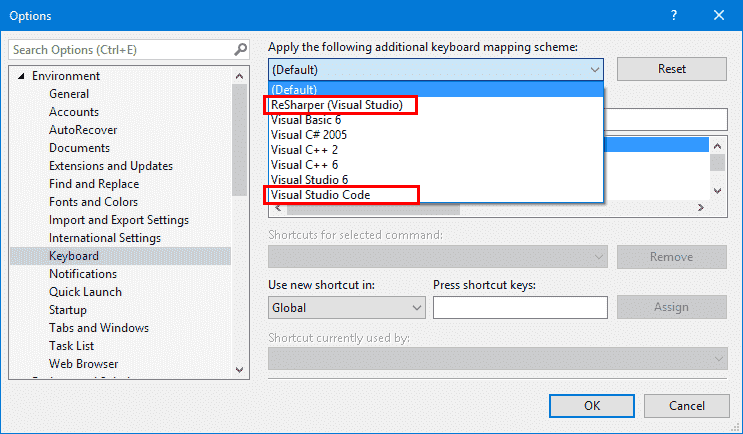 Visual Studio 2017 version 15.8 Preview 3 2018.06.25.15.8Prev3.KeyboardMappings.png