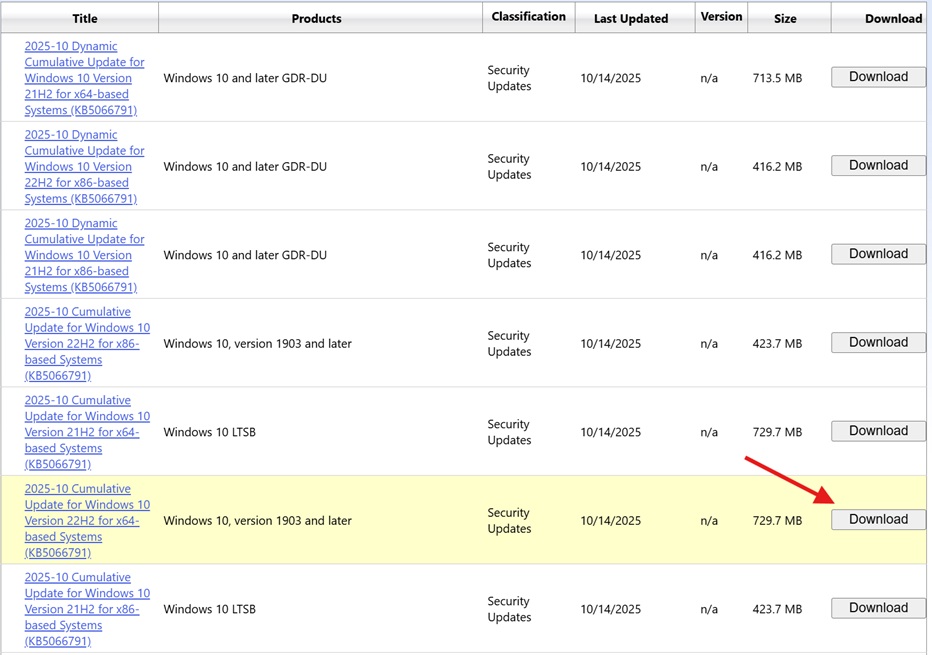 Windows 10 KB5066791 last update without ESU, direct download links (.msu) 2025-10-Cumulative-Update-for-Windows-10-Version-22H2-for-x64-based-Systems-KB5066791.jpg