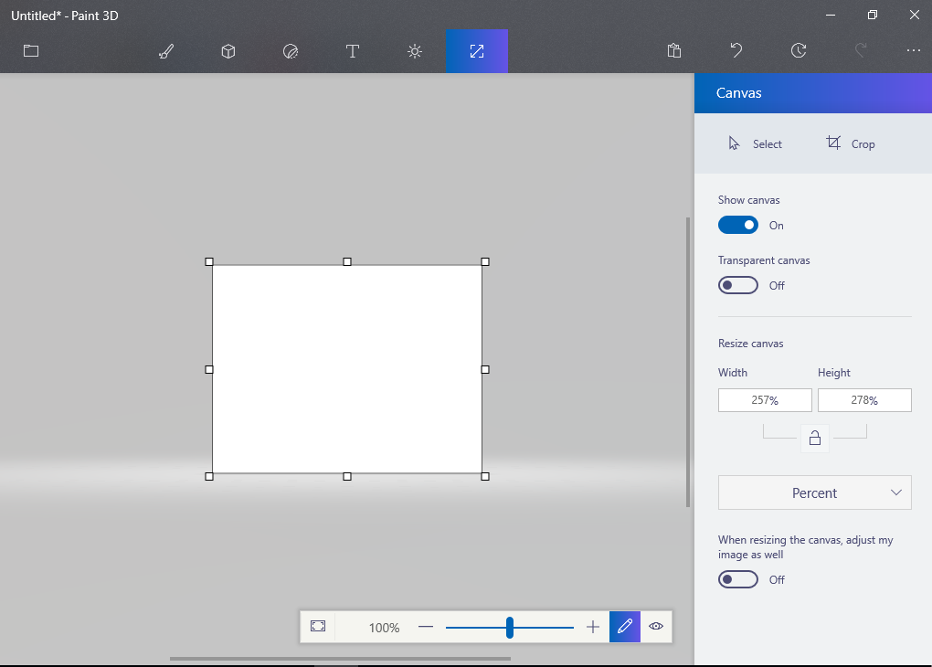 How do I add more space to a canvas in Paint 3D 20c4f905-54b5-4281-82b5-9f53015a8470.png