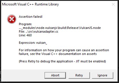 Assertion failed! (microsoft Visual C++ Runtime Library) line 460 || expresssion : vulcan_ 215c9d9c-5b2a-4eaa-95df-70e5c0b0b08a?upload=true.jpg