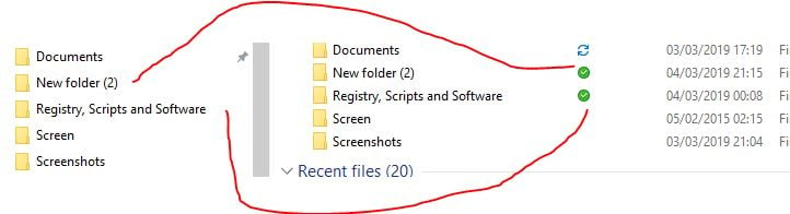 Show recently used files in quick access tick box doesn´t stay ticked 226479d1551895468t-onedrive-green-tick-quick-access-disappeared-onedrive.jpg