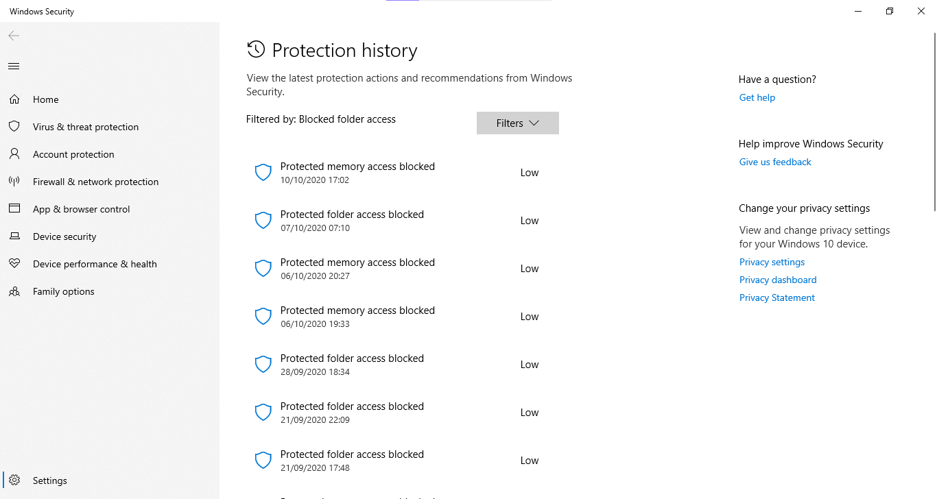 Windows Defender shows Protected Memory Access Blocked 235507be-1409-4da6-be14-41b6cf448552?upload=true.png